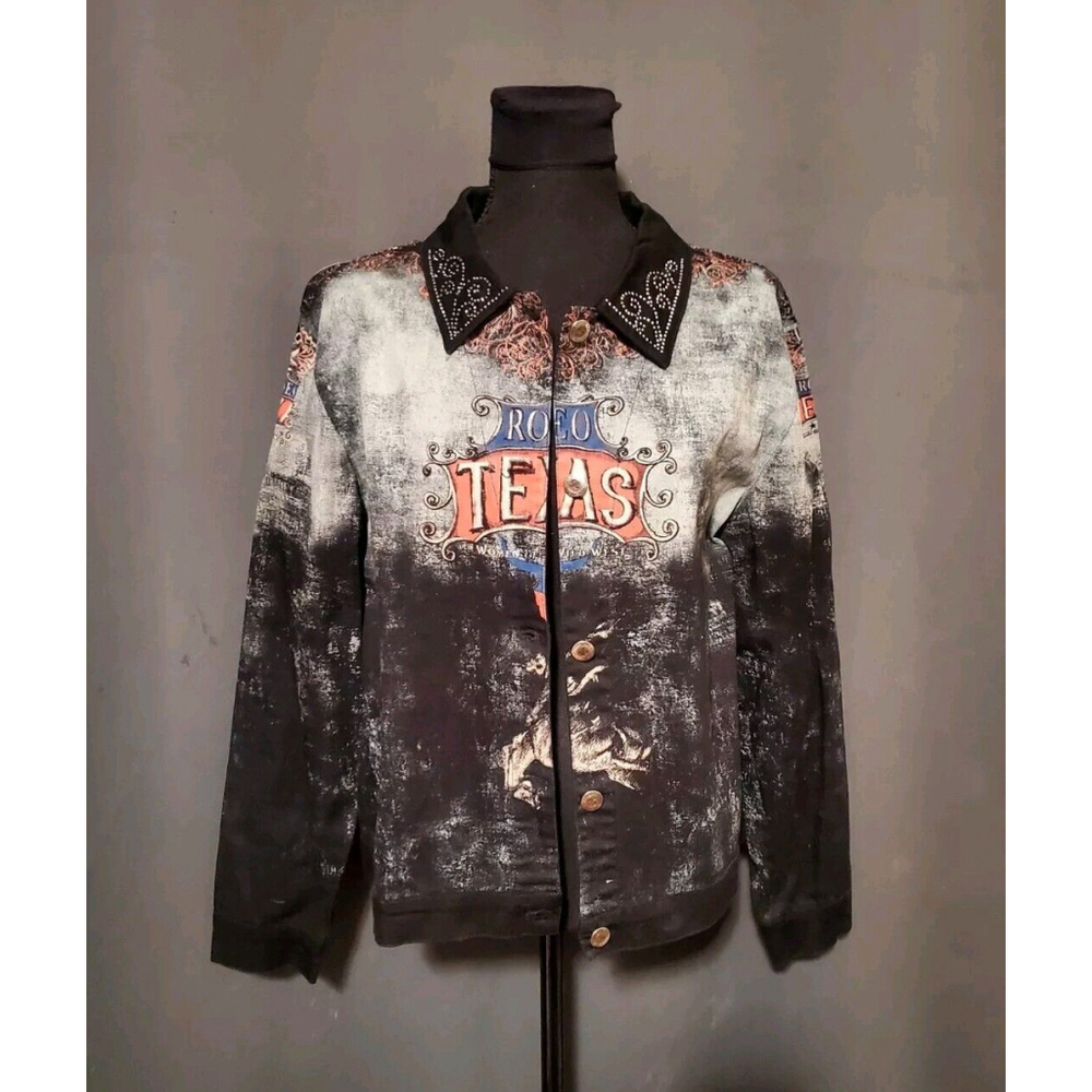 Cactus Brand Texas Rodeo Women’s Black Button Front Jacket Size Large